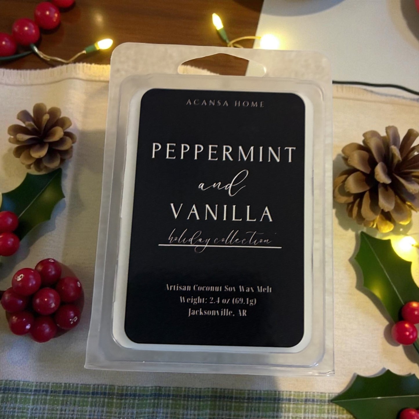 Peppermint and Vanilla Holiday Wax Melts from Acansa Home