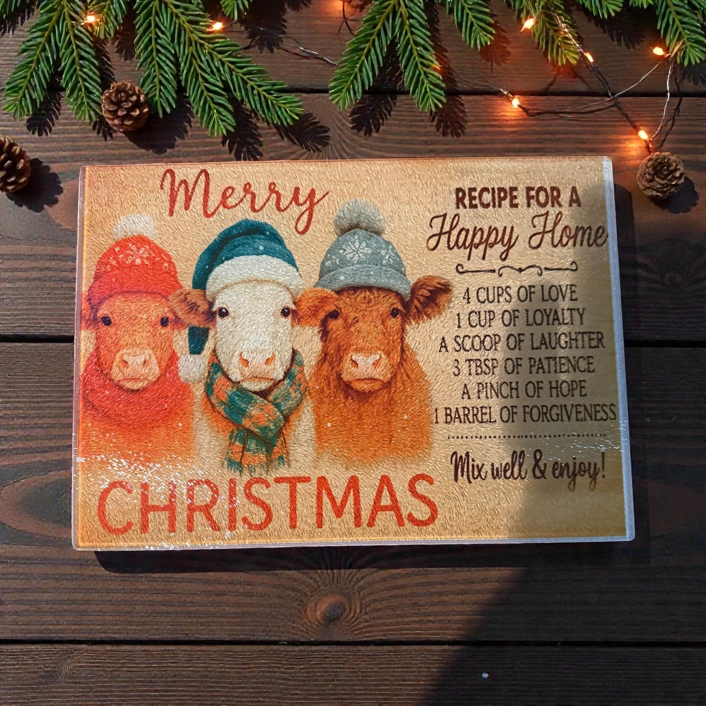 Christmas Cows Cutting Board