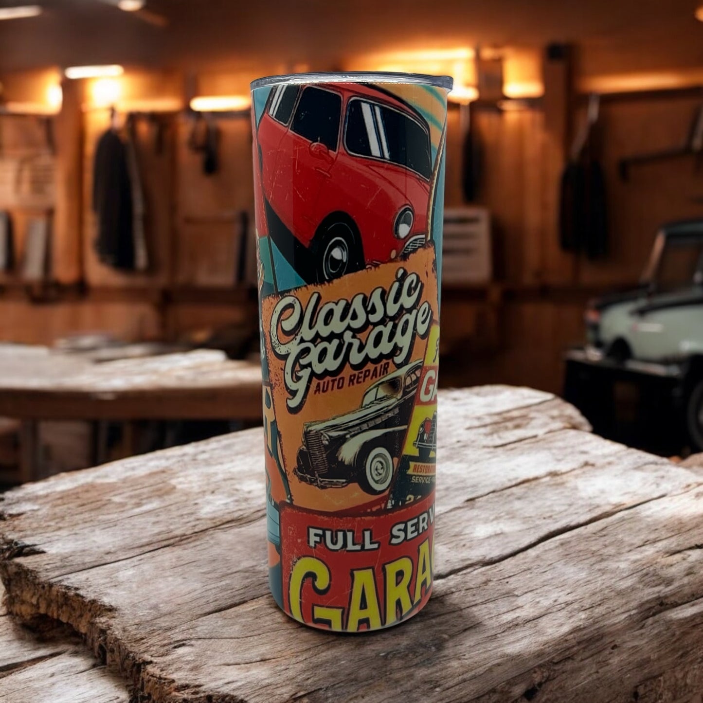 20oz. Tumbler Classic Car Theme