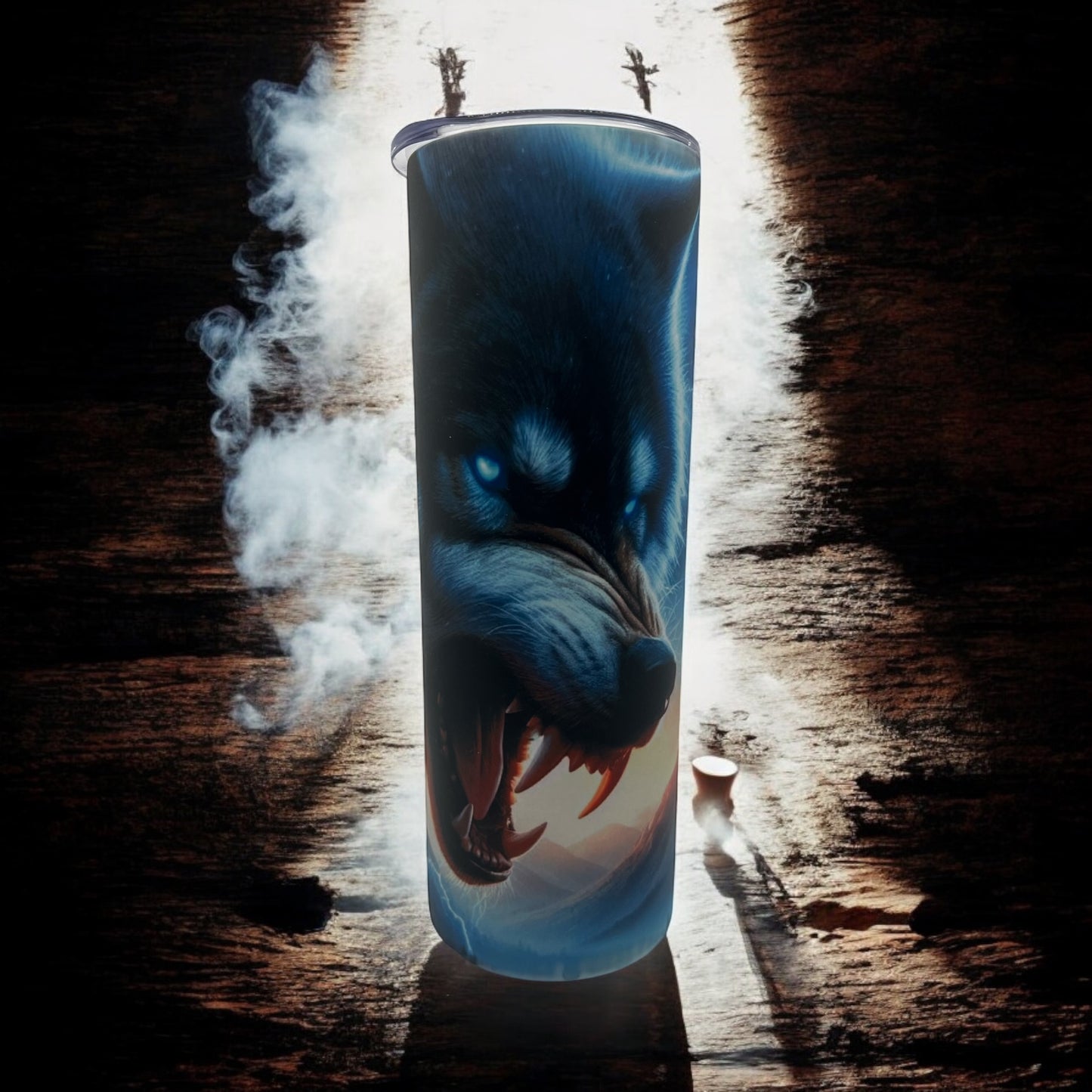 Halloween Glow in the dark Blue Wolf 20oz. Tumbler