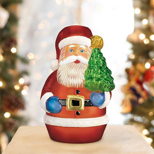 Santa With Tree Candle Light
