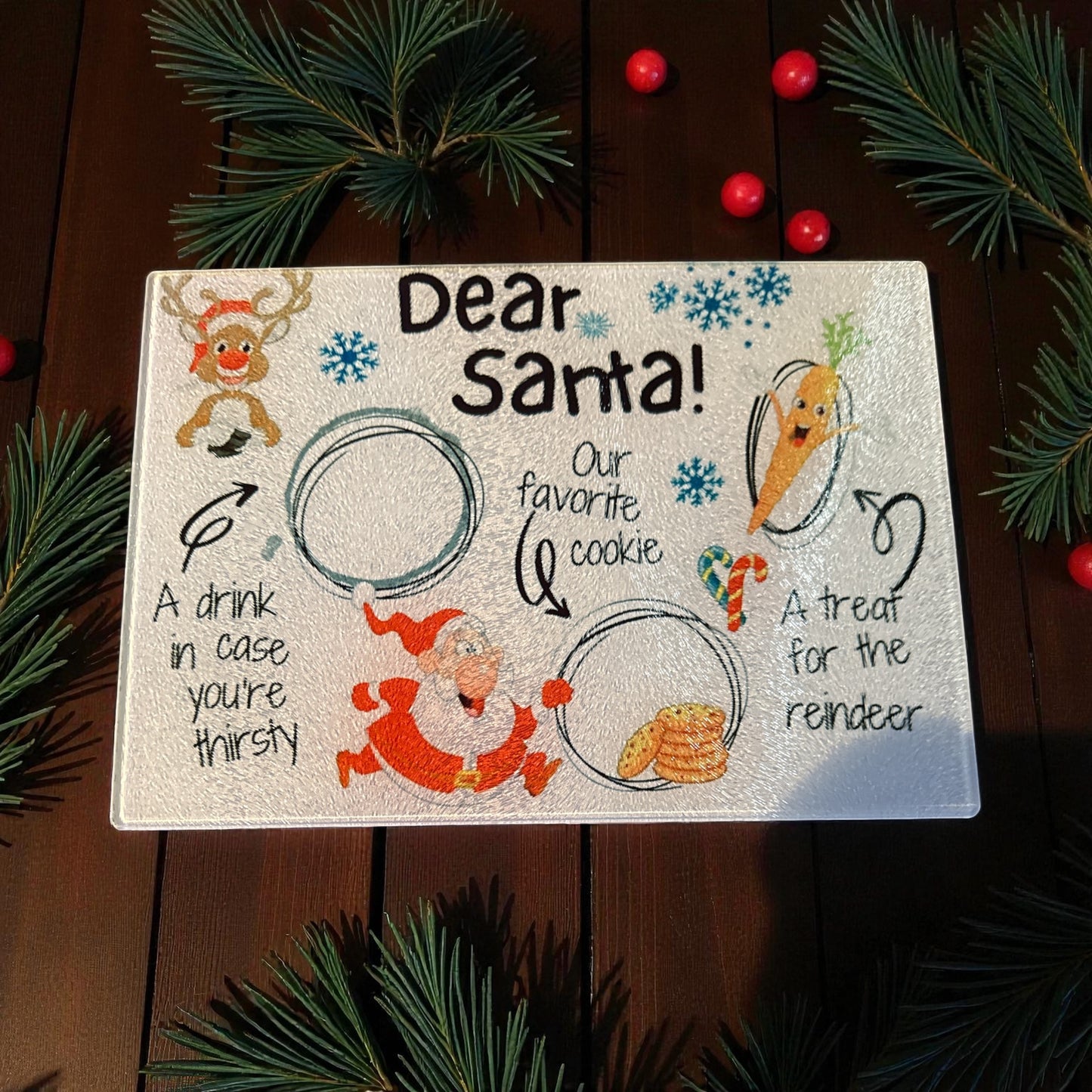 Glass Santa Christmas Platter