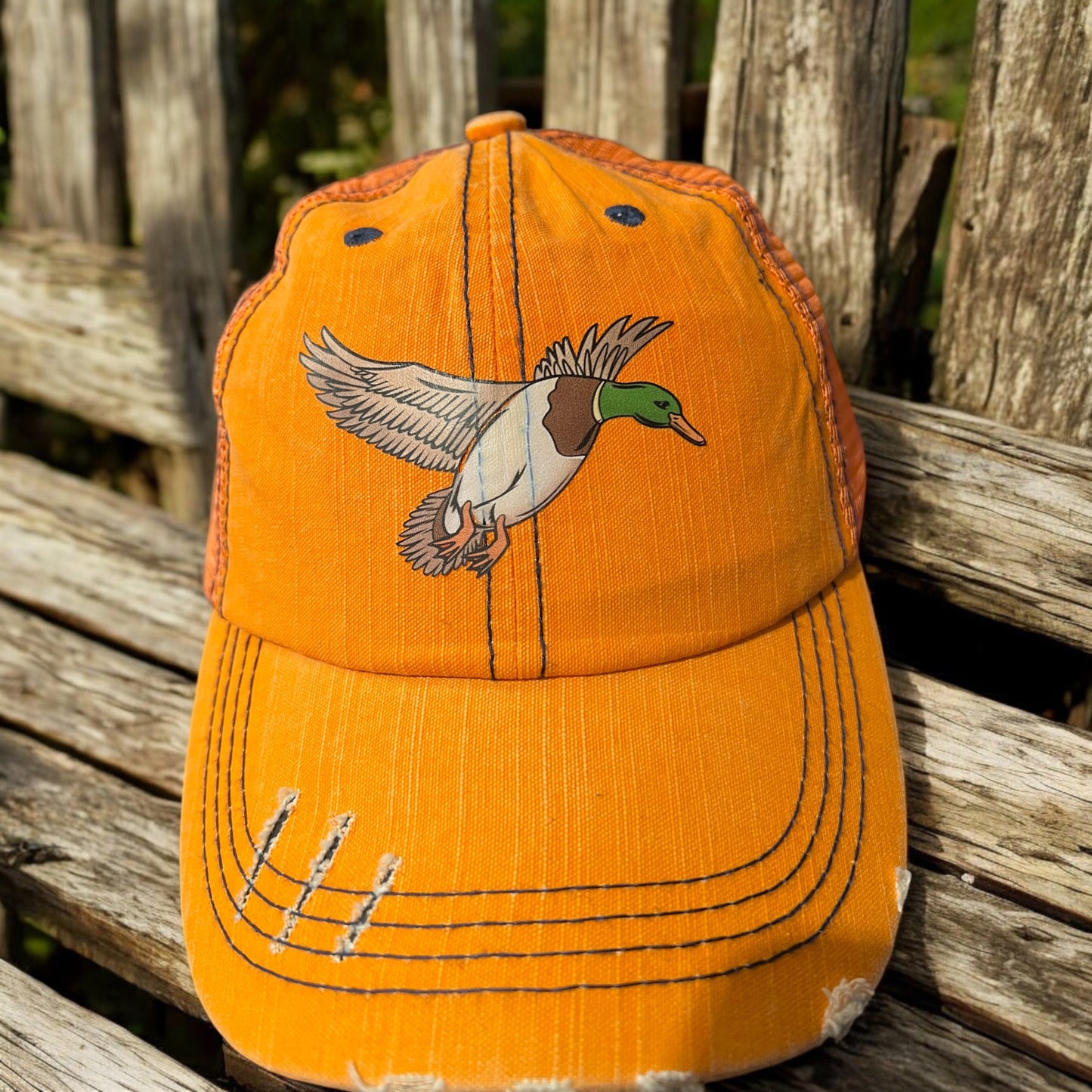 Orange Hat with Duck Image