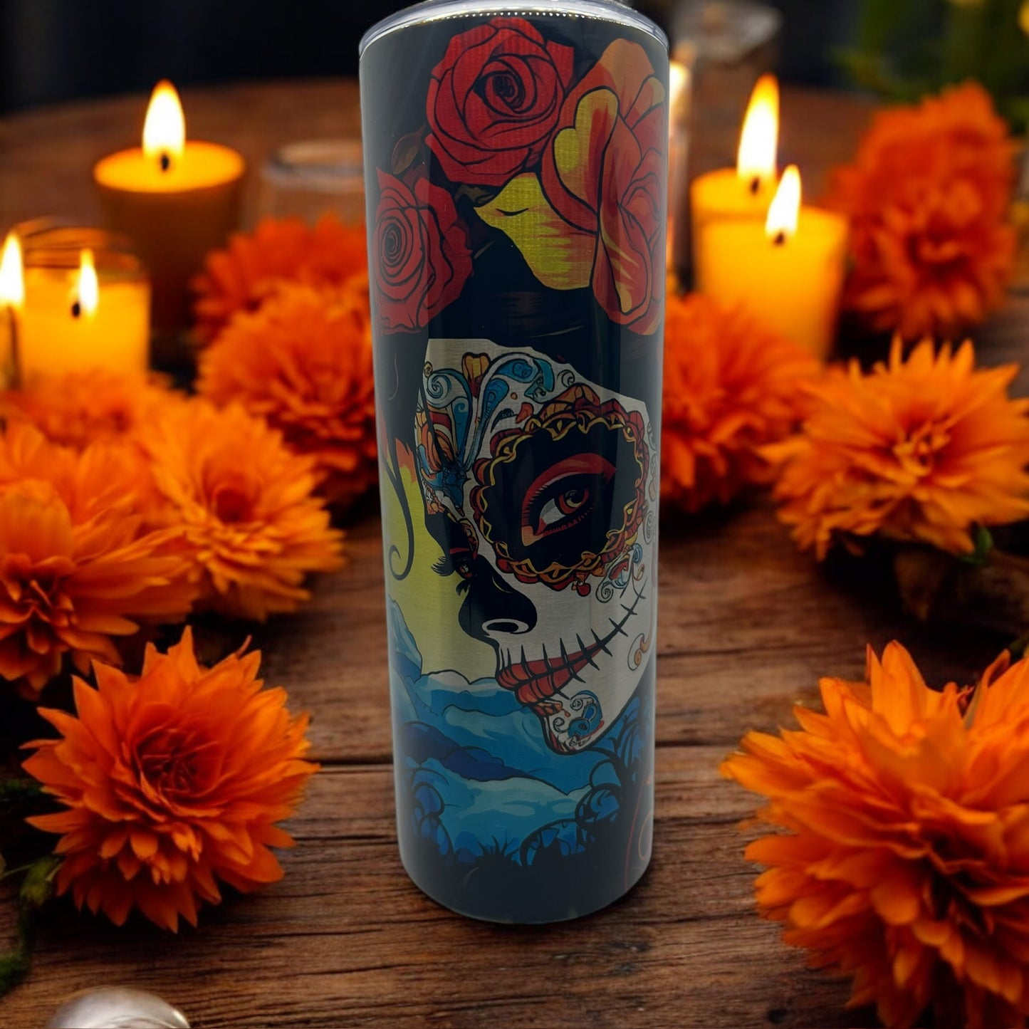 Bright Sugar Skull Makeup Tumbler