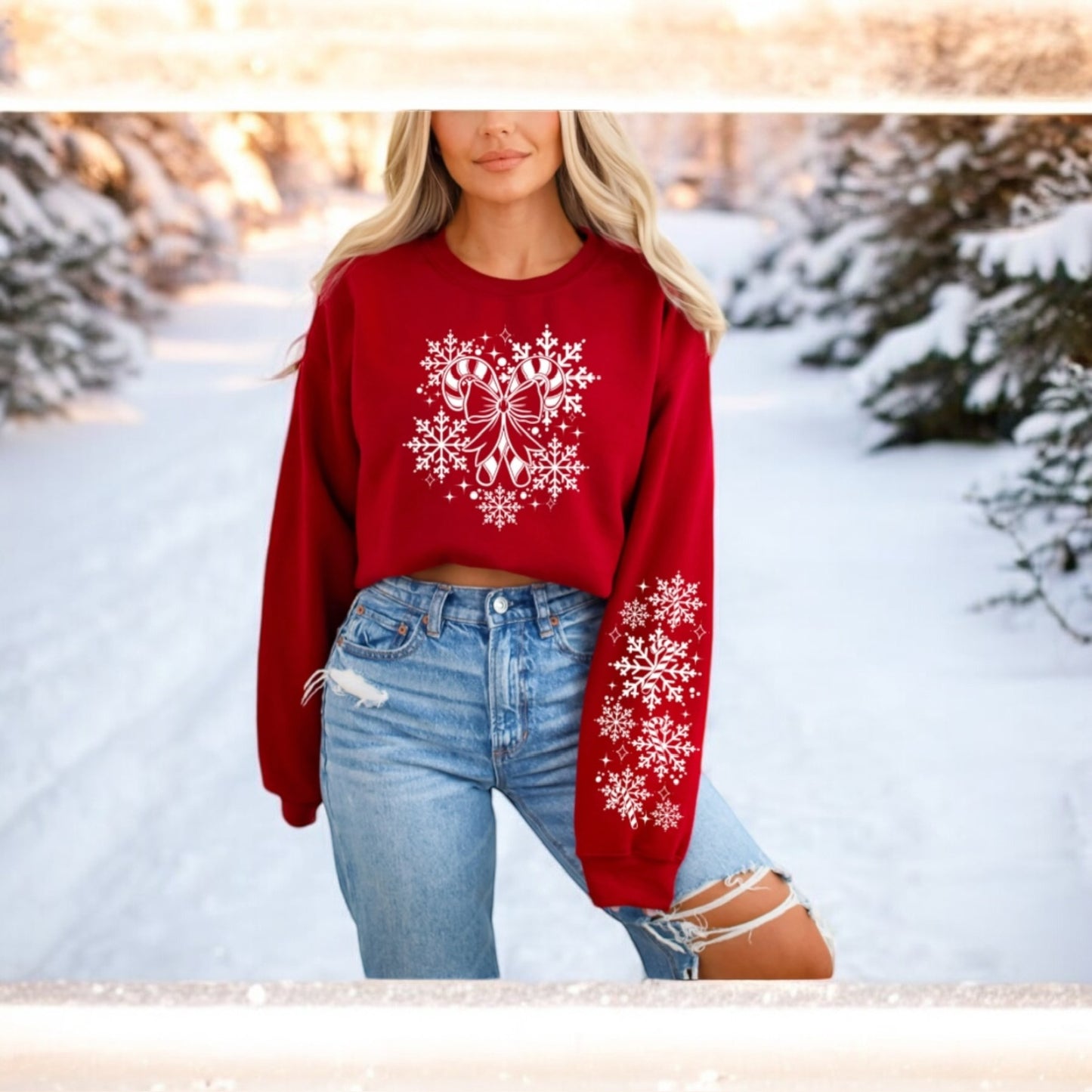 Candy Cane Snowflake Sweatshirt