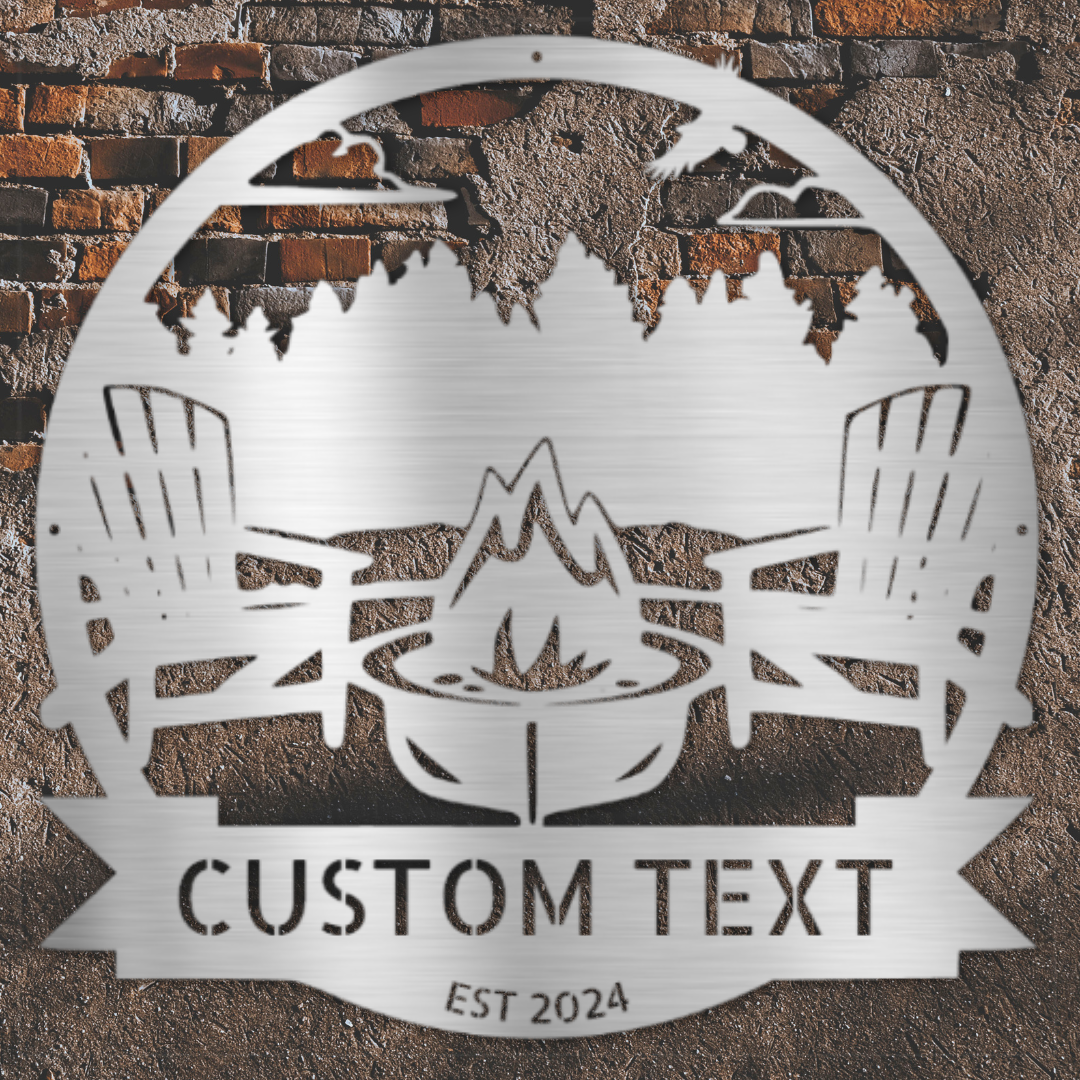 Lake Scene Metal Sign - Personalized Gifts - Custom Campfire and Camper Decor Sign