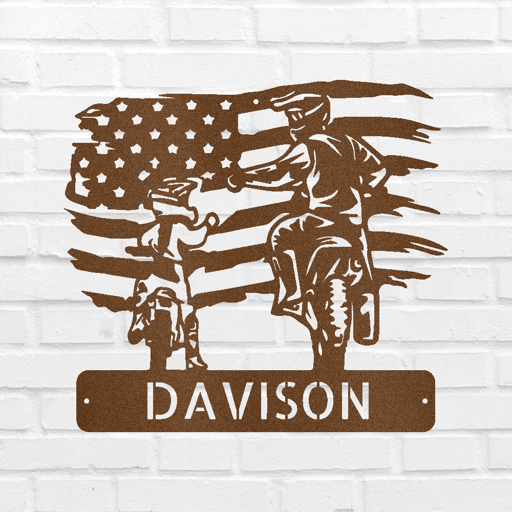 Personalized Motocross Metal Sign – Custom Father and Son Gift, Motocross Family Decor