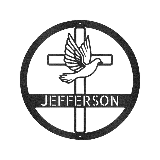 Dove and Cross Holy Spirit Personalized Gifts - Custom Metal Sign