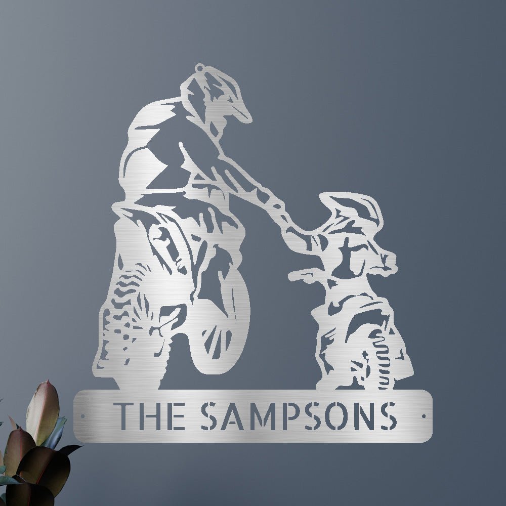 Father and Son Motocross Personalized Gifts - Custom Metal Sign