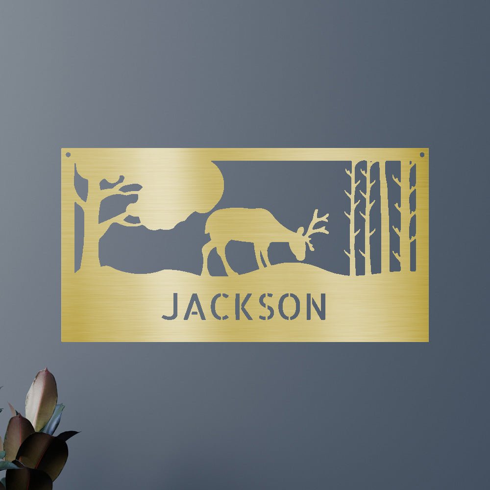 Grazing Deer Personalized Gifts - Custom Metal Sign