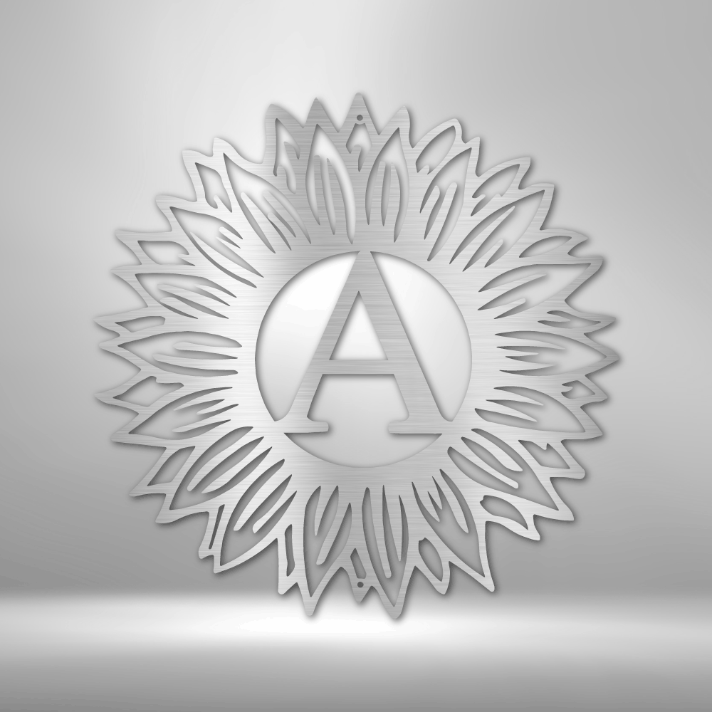 Sunflower Initial Personalized Gifts - Custom Metal Sign