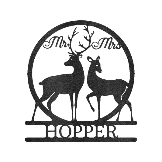 Mr and Mrs Deer Personalized Gifts - Custom Metal Sign