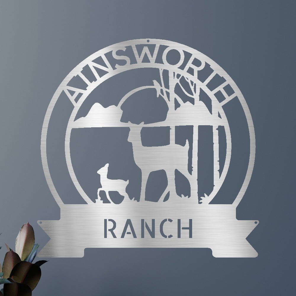 Ranch Deer Sunset Personalized Gifts - Custom Metal Sign