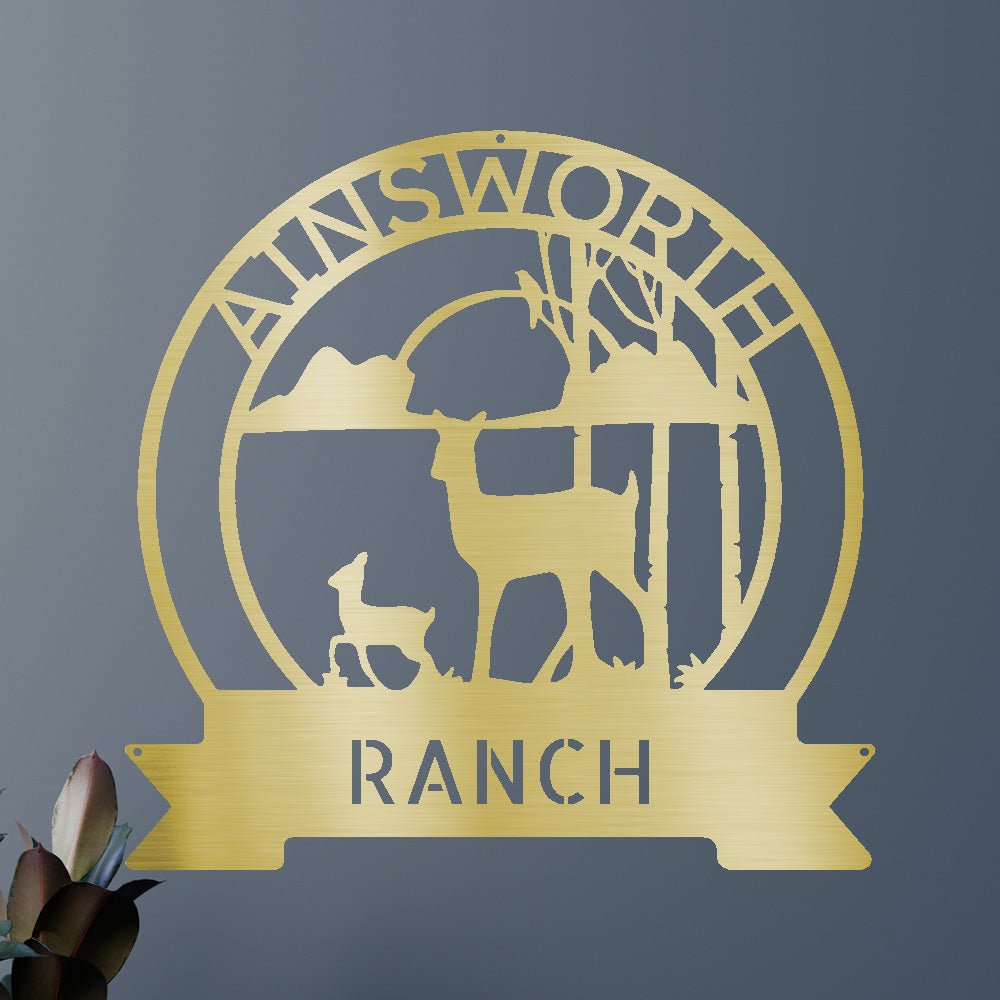 Ranch Deer Sunset Personalized Gifts - Custom Metal Sign